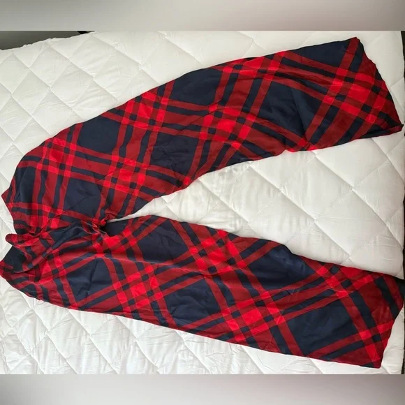 Aerie Red and Nazy Silk Plaid Pants - Picture 3 of 3